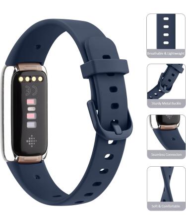 3 Pack Bands for Fitbit Luxe Bands with Screen Protector Case Soft Silicone Sport Replacement Wristbands Strap for Fitbit Luxe Women Large Black+Navy Blue+Gray - Buy Online on GoSupps.com