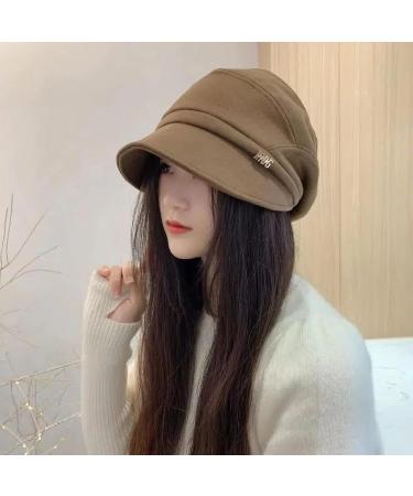 2023 Women's Vintage Tweed Newsboy Cabbie Cap in Dark Brown - Fashion Beret Hat - Buy Online on GoSupps.com