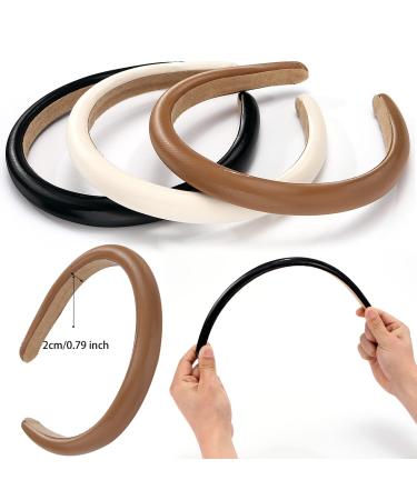 BOMTTY 3 Pack Padded Leather Headbands for Women - Black White Brown - Fashion Hair Accessories - Buy Online on GoSupps.com