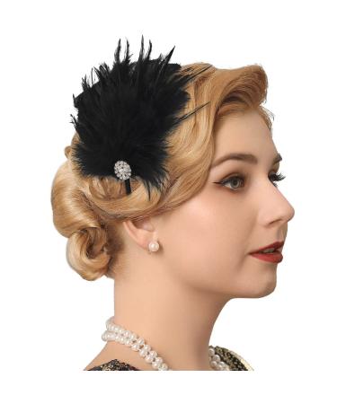 GENBREE 1920s Flapper Headband with Feather - Black Feather Headwear for Women and Girls - Buy Online on GoSupps.com
