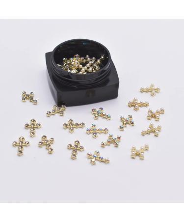 LIFOOST 30pcs Gold Cross Nail Charms for 3D Nail Art - Crystal Rhinestones Studs for Women's Acrylic Nails Designs - Buy Online on GoSupps.com