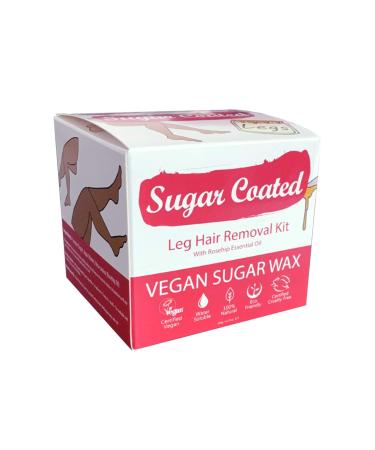 Sugar Coated Hair Removal Wax Kit for Leg Waxing Sugar Wax for Leg Hair Removal with Wax Strips Gentle and non-Damaging Waxing Kit Contains Essential Rosehip Oil to Moisturise Skin