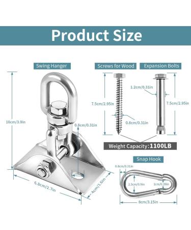 Newtion 1100 LB Capacity Stainless Steel Swing Hangers & Snap Hooks - Heavy Duty Set for Trapeze, Yoga, Hammock - 2 PCS - Buy Online on GoSupps.com