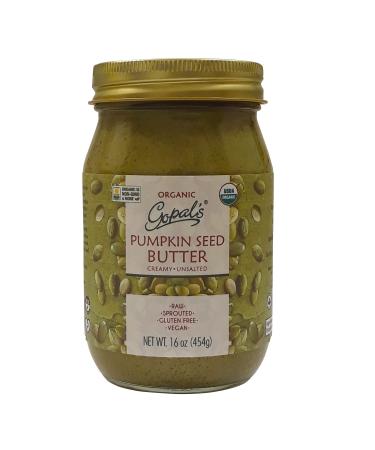 Gopals Sprouted Pumpkin Seed Butter, Organic Raw Pumpkin Seeds Butter, 100% Gluten Free (Unsalted) 16 Ounces 1 Pound (Pack of 1)