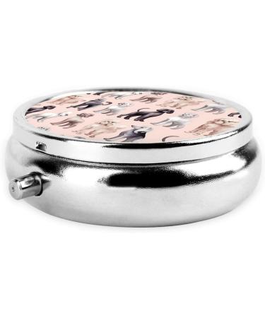 Poodles Dogs Portable Metal Pill Box | Round Mini 3-Compartment | Travel Essential for Small Pills - Buy Online on GoSupps.com