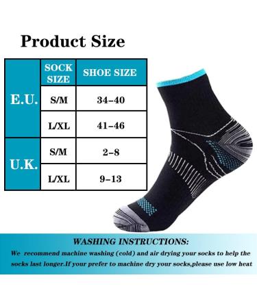 Beusilay 8 Pairs Compression Hiking Socks for Plantar Fasciitis Support - 8-15mmHg Sports Socks for Men & Women (L-XL) - Red & Blue - Buy Online on GoSupps.com