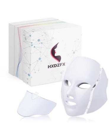 LED FACIAL LIGHT THERAPY MASK-Led Face Mask Light Therapy 7 Led Light Therapy Facial Skin Care Mask - Blue & Red Light for Acne Photon Mask - Skin Care Mask for Face and Neck.White