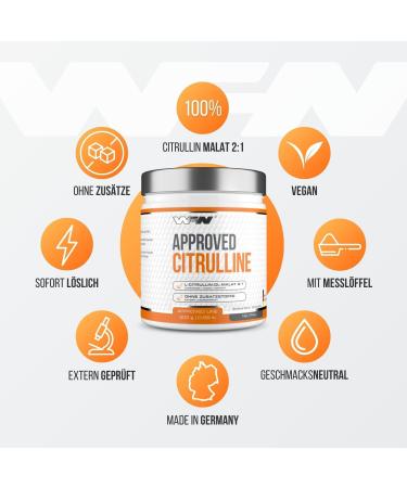 Wfn Approved Citrulline Malate Powder 300g - Pure L-Citrulline Vegan High Dose Additive-Free External Lab Tested - Made in Germany - Buy Online on GoSupps.com