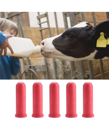 Zerodis 5PCS Farm Animal Feeding Milk Nipple - 10cm Rubber Drinking Feeder Nipples for Calf Livestock - Buy Online on GoSupps.com