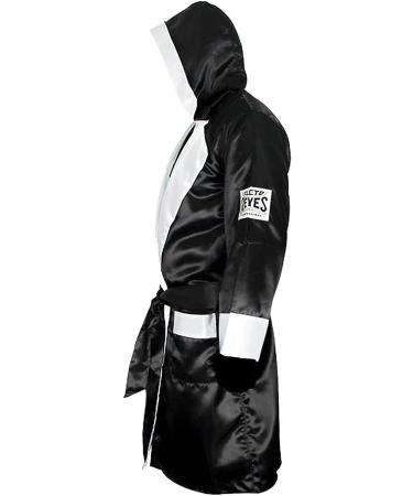 Cleto Reyes Satin Boxing Robe with Hood - X-Large - Black/White - Buy Online on GoSupps.com