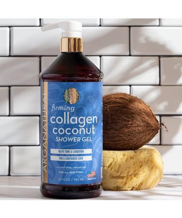 Arganatural Firming Collagen Coconut Shower Gel 2-Pack - 960ml/32 fl oz | Paraben-Free Bath Soap for Softening and Cleansing Skin - Pack of 2 - Buy Online on GoSupps.com