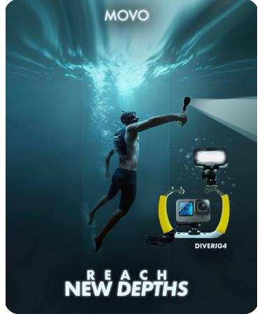 Movo DiveRig4 Diving Rig Bundle with Waterproof LED Light - GoPro and DJI Osmo Action Cam Compatible - Scuba Accessories for Underwater Photography - Buy Online on GoSupps.com