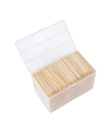 2500 Count Toothpicks Wooden Toothpicks Round Double-side Tooth Picks Cocktail Picks with Plastic Box for Appetizer Cocktail Olives Cake Testing