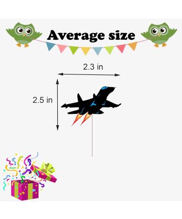 18pcs Military Airplane Cupcake Toppers Fighter Jet Party Supplies for Men Boy Air Force Party Decorations Black Blue Glitter Travel Theme Cool Plane Aircraft Cake Decor - Buy Online on GoSupps.com