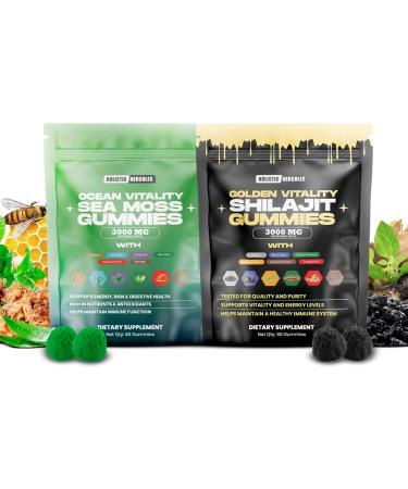 Holistic Hercules Sea Moss & Pure Himalayan Shilajit Gummies Gold | 100% Natural Organic Vegan | No Added Sugar | Ashwagandha Tongkat Ali Ginseng Spirulina Moringa Manuka Honey | 60 Gummies 2 Pack