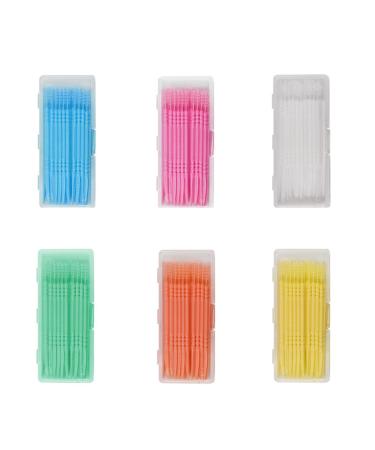 Double-sided plastic toothpick toothpick brush 240 one-way interface dual head one-way plastic toothpick plastic toothpick toothpick plastic (6 colors)