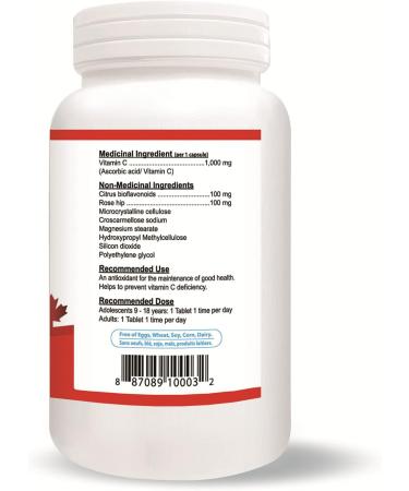Nutridom Timed-Release Vitamin C 1 000mg with Citrus Bioflavonoids 100mg & Rose hip 100mg - Ascorbic Acid Supplement - Vegan-Friendly Non-GMO Gluten-free Soy-free Dairy-free 4 month supply (120 Tablets) - Buy Online on GoSupps.com