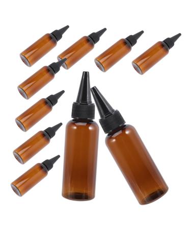 Lot de 10 Flacons Applicateurs pour Cheveux 50 Ml Pet Brun Souple Flacon Rechargeable Bouchon Noir Pr cision Coloration Capillaire Usage Professionnel