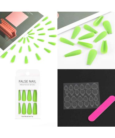 Sethain Ballerina False Nails - Blue Long Coffin Press-On Nail Art for Women & Girls | Complete Cover Green - Buy Online on GoSupps.com