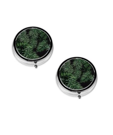 (Banana Leaf Green) Round Pill Box 3 Compartment Pill Box Mini Decorative Pocket Purse Portable Travel Medicine Tablet Vitamin Holder Organizer Pill Case
