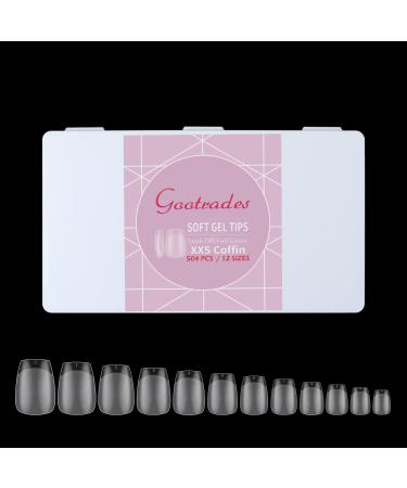 gootrades Extra Short Coffin Gel x Nail Tips for Soak Off Extension  504PCS Half Matte XXS Coffin Soft Gel Full Cover Nail Tips Pre-buff Coffin Shaped Press On False Nail Tips for Salons  and DIY Nail Art at Home(12 Size...