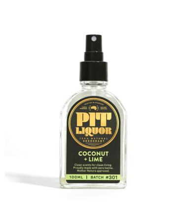 Pit Liquor Coconut + Lime 100 ml Spray Deodorant Coconut + Lime 3.40 Fl Oz (Pack of 1)