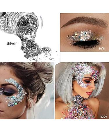 Mysense 2 Packs Sliver Body Glitter Liquid-to-gel for Nail Hair Body Face Flash Eye Shadow Long Lasting Sparkling Glitter Eyeshadow Mermaid Scale Sequins Festival Painting Decoration Makeup (Sliver) 2 Pcs Shine Silver - Buy Online on GoSupps.com
