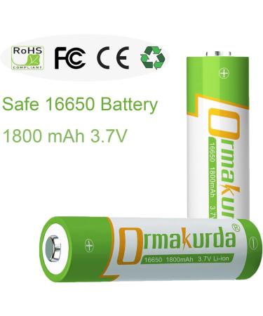 16650 Rechargeable Battery - 1800mAh 3.7V Li-ion Batteries for Flashlights (2 Pack) - International Shipping Available - Buy Online on GoSupps.com
