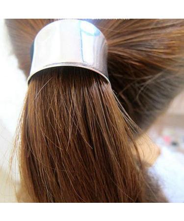 Gothic Punk Metal Hair Ties - 2 Piece Set in Golden & Silver | Elastic Hair Band Cuff Ponytail Holder for Women & Girls - Buy Online on GoSupps.com