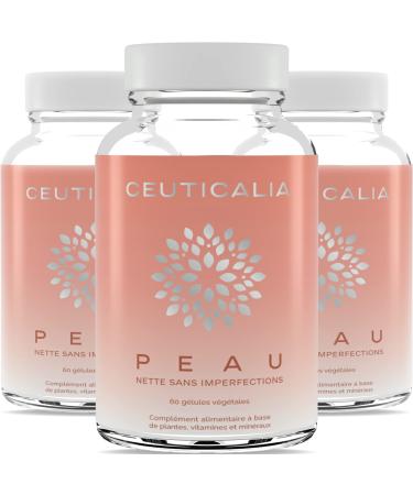 ceuticalia Skin Food Supplement - Anti-Blackhead Acne Oily Skin Dry Skin Spots Facial Imperfections - Men Women - Zinc Vitamin A Nettle Burdock Horsetail - 180 Capsules 90 Days