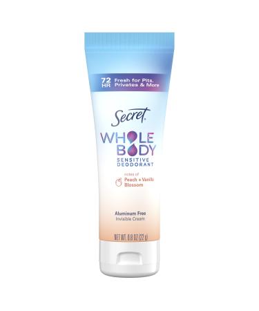 Secret Whole Body Deodorant Cream for Women Travel Size Peach & Vanilla Blossom Scent Aluminum Free Deodorant 72 HR Odor Protection 0.8 oz