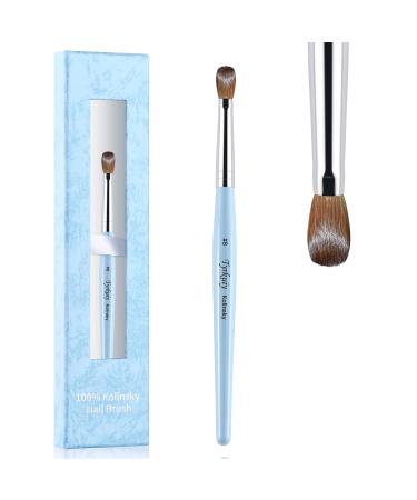 golden maple Acrylic Nail Brush 100% Pure Kolinsky Hair Size 8 Oval Crimped Pressed Shaped Acrylic Nail Brushes Blue Wood Handle Acrylic Powder Brush Set Professional Manicure for DIY Home Salon 8 Crimped Blue