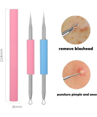 Acne Needle Double Head Comedone Acne Extractor Remover Stainless Needles Pimple Extractor Remove Tools (Color : Random Color) Random Color Blue Pink - Buy Online on GoSupps.com