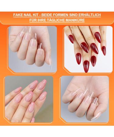 Zifuton Gel Nail Tips Set - 384 Pieces Ballerina & Almond Shapes | Full Cover Press-On Nails for DIY & Nail Studios - 24 Sizes - Buy Online on GoSupps.com