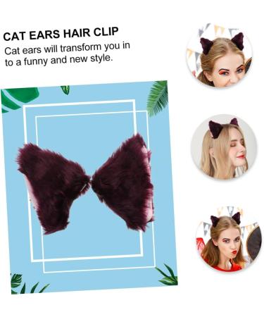 FRCOLOR 1 Pair Cat Ears Hairpin Cat Ear Fluffy Hairclip Halloween Hair Clip for Women Girl Hair Clips Fluffy Ears Hairclip Headphone Headband Hair Accessories Purple Flannel Lolita - Buy Online on GoSupps.com
