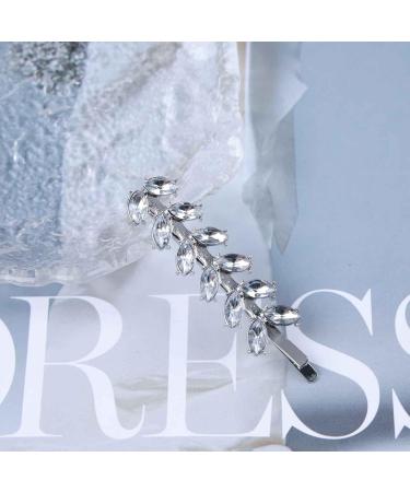 Inilbran Vintage Rhinestone Hair Clip Silver Crystal Wedding Hair Barrettes Vintage Crystal Leaf Hairpin Barrette Bling Cz Hair Pins Hairclip Decorative Bobby Pins Crystal Wedding Headpieces - Buy Online on GoSupps.com