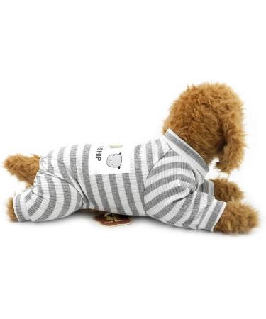 Zunea Striped Cotton Pajamas for Small Dogs & Cats | Cozy Autumn Dog Clothing & Outfits - Size M Gray - Buy Online on GoSupps.com