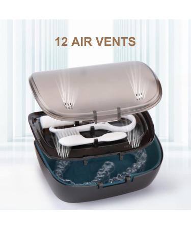 Dentures Retainer Case with Vent Holes & Mirror - Double Layer Portable Orthodontic Box for Travel - Aligner Storage (Black) - Buy Online on GoSupps.com