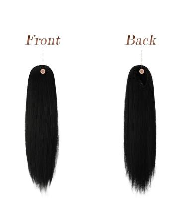 Fine Ponytail Extensions - Long Straight Drawstring Hair Extension 50 cm Natural Black - Buy Online on GoSupps.com