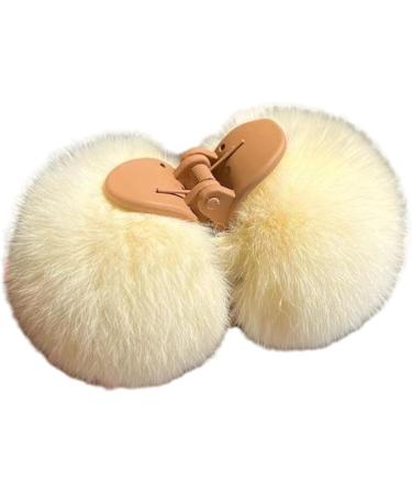 Women Hair Clip Furry Plush Ball Decor Elastic Spring Anti-slip Strong Claw Hair Organization Hair Clamp Hair Gripper Lady Hair Coffee - Buy Online on GoSupps.com