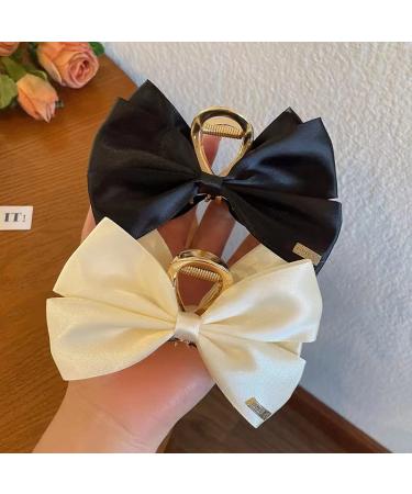 Gerulyss 2 Pcs Black No-Slip Large Hair Bows Barrettes for Women - Champagne Metal Hair Claw Clips with Acrylic Bow - Hair Accessories Clips for Thick Hair - Buy Online on GoSupps.com