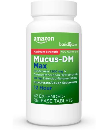 Amazon Basic Care Mucus DM Tablets - 42 Count, Maximum Strength Expectorant and Cough Suppressant - Buy Online on GoSupps.com