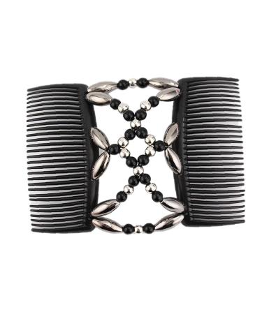 TOSSPER Pearl Hair Combs Elastic Hair Clips Stretchable Double Clips DIY Hair Styling Tool Women Girls Hair Accessories Black