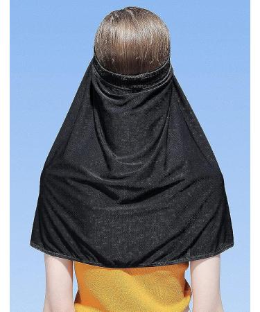 Unisex Blue Sun Protection Neck Drape Mesh Cap with Elastic Face Covering - Buy Online on GoSupps.com