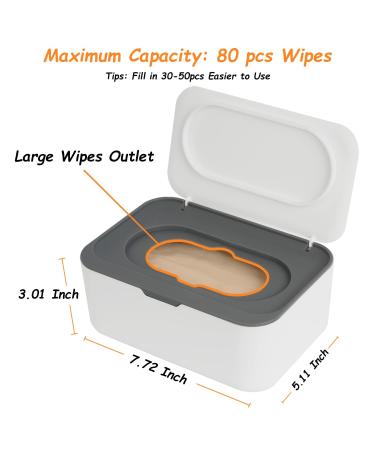 2 Pack Wipes Dispenser for Baby & Adult | Refillable Container | Keeps Wipes Fresh | One-Handed Operation | Non-Slip | Easy Open/Close | Grey - Buy Online on GoSupps.com