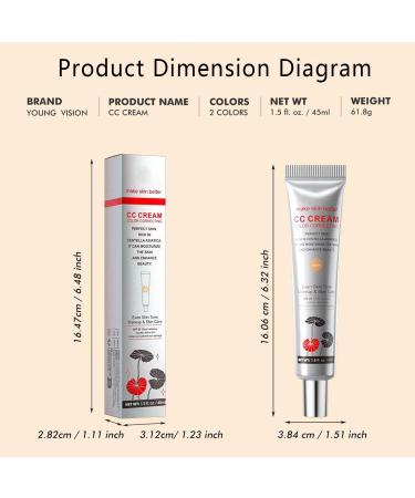 CC Cream Foundation - Cr me CC cor enne changeant de couleur avec SPF 25 Fond de couverture compl te et Cr me hydratant pour la peau uniforme (#2 62g) #2 1 g (Lot de 1) - Buy Online on GoSupps.com