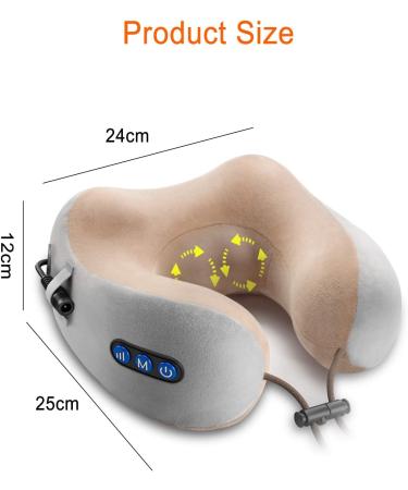 Ergocar U-Shaped Neck Massager Cushion - Cervical Pain Relief Device for Home Car & Office - Brown - Buy Online on GoSupps.com