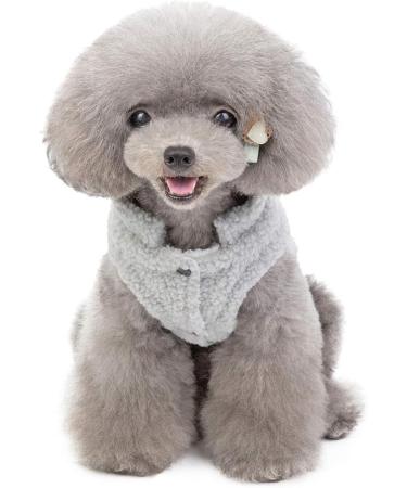 Tineer Pet Doggy Winter Coat - Warm Fleece Jacket for Small & Medium Dogs | Kashmir Lamb in Gray (L) - Buy Online on GoSupps.com
