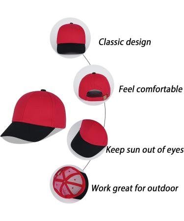 LANGZHEN 100% Cotton Kids Baseball Cap Hat | Adjustable Sun Hat for Girls Boys 2-4 Years | Black Red - Buy Online on GoSupps.com