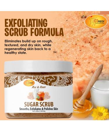 Buy SPA REDI Sugar Body Scrub - Milk & Honey 16 Oz | Exfoliating & Moisturizing Body Exfoliator for Smooth Glowing Skin | International Shipping Available - Buy Online on GoSupps.com